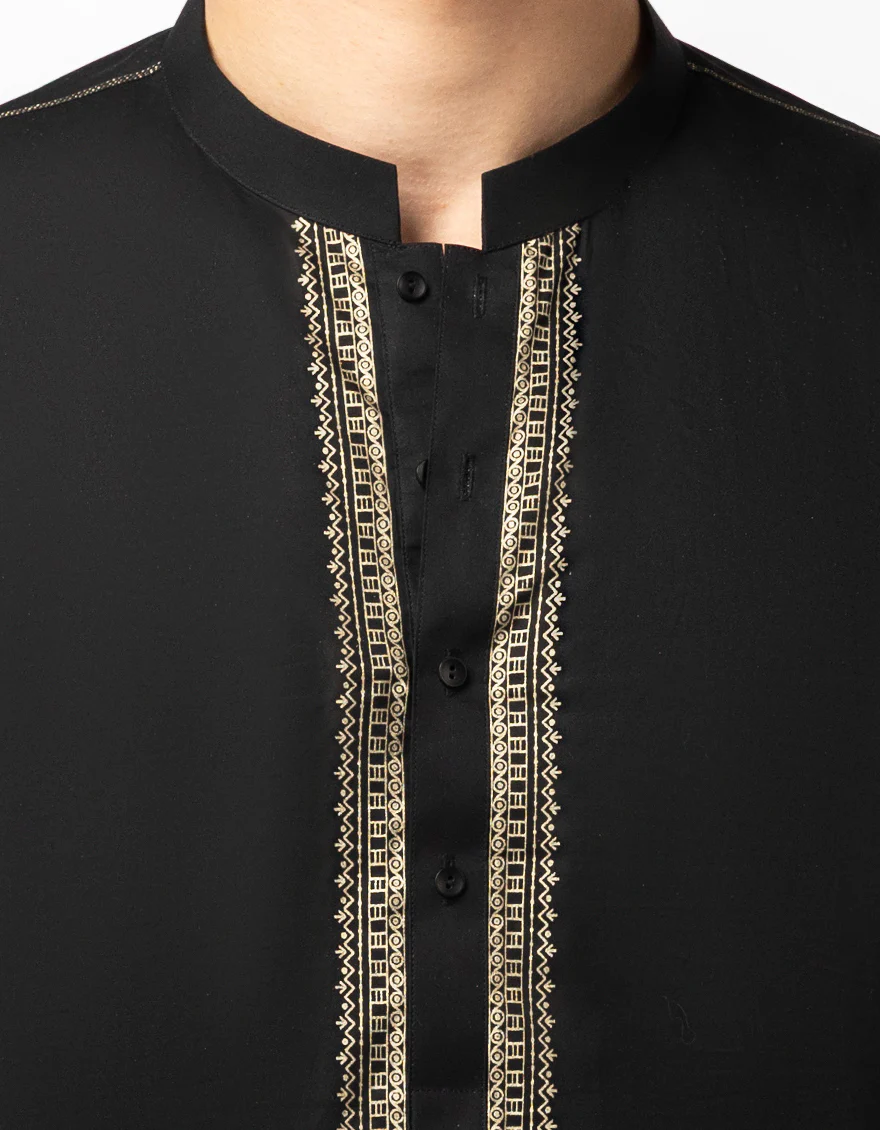 BLACK COTTON KURTA | JTK-S-39640/S26/JJ10827-SF - Image 3