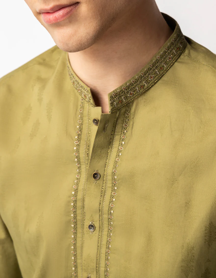 MEHNDI GREEN COTTON KURTA | JTK-S-42124/S26/JJ10620-CL - Image 3
