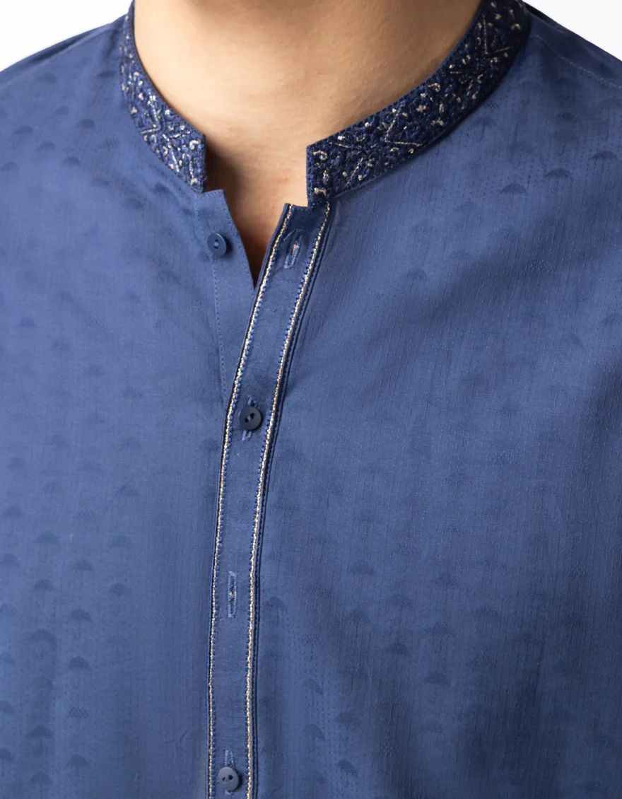 BLUE COTTON KURTA | JTK-S-50580/S26/JJ10622-CL - Image 3