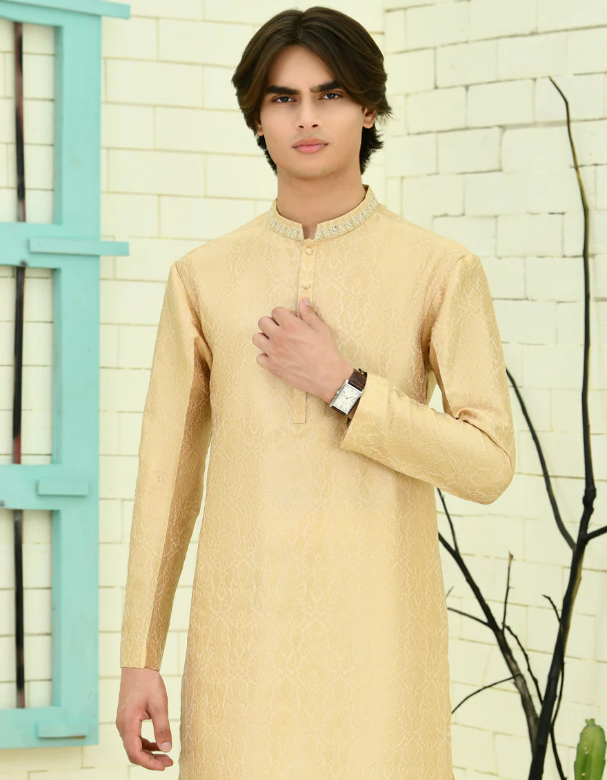 GOLDEN POLYESTER SPECIAL KURTA | JTK-SP-A-45466/S24/JJ8484-FL - Image 2
