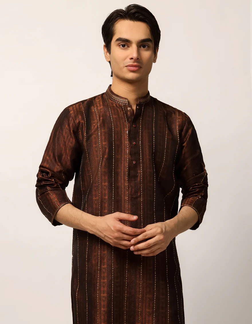 RUST POLYESTER SPECIAL KURTA | JTK-SP-A-50332/S25/JJ10008-FL - Image 2