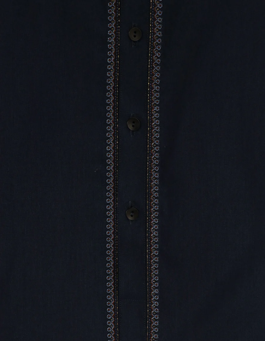 NAVY BLUE BLENDED KURTA TROUSERS | JTKP-A-39624/S26/JJ10429-SF - Image 3