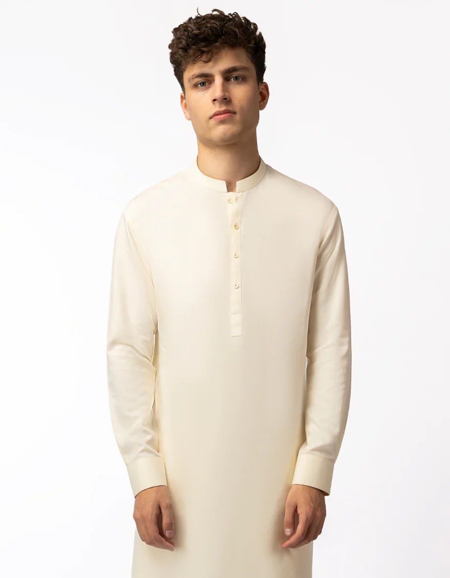 CREAM BLENDED KURTA TROUSERS | JTKP-A-50502/S26/JJ10422-CL - Image 2