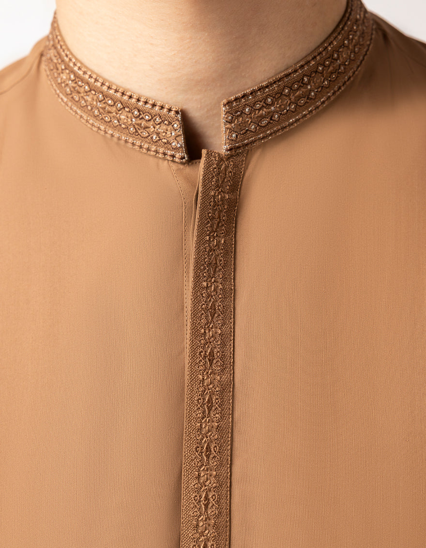 LIGHT BROWN KAMEEZ SHALWAR | JTKS-A-42050/S26/JJ10376-SF - Image 3
