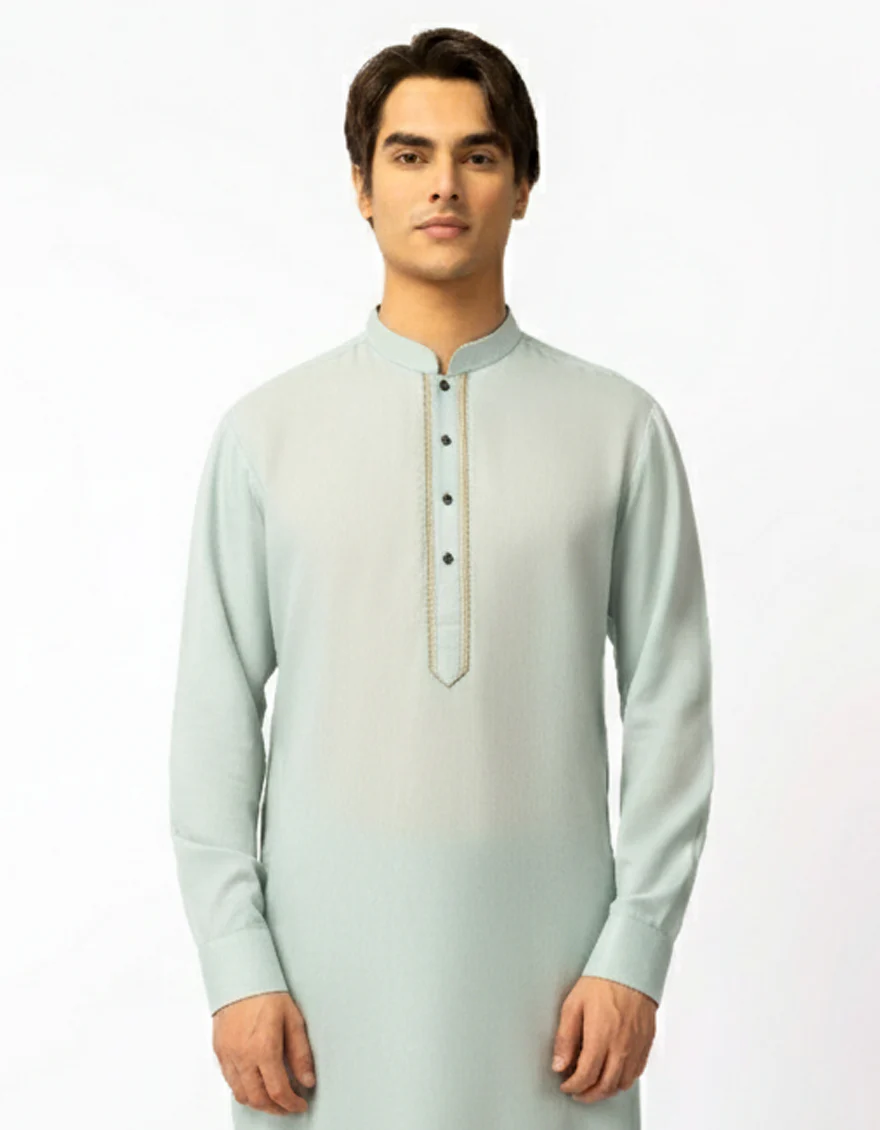 SKY BLUE BLENDED KAMEEZ SHALWAR | JTKS-A-50552/S26/JJ10612-SF - Image 2