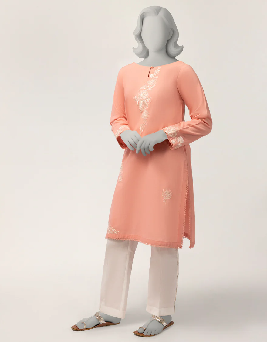 PEACH LAWN KURTI | JYGK-S-JTS-26-4125 FB/BLOSSOM-01
