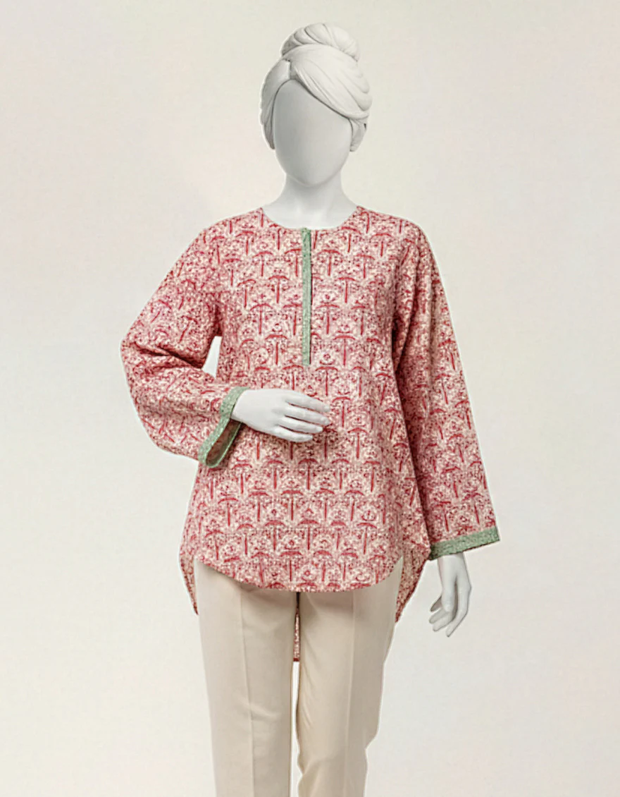 WHITE LAWN KURTI | JYGK-S-JTS-26-4137 FB/PALM-01 - Image 2