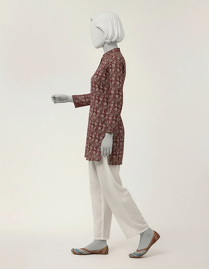 MAROON LAWN KURTI | JYGK-S-JTS-26-4139 FB/PALM-03 - Image 2