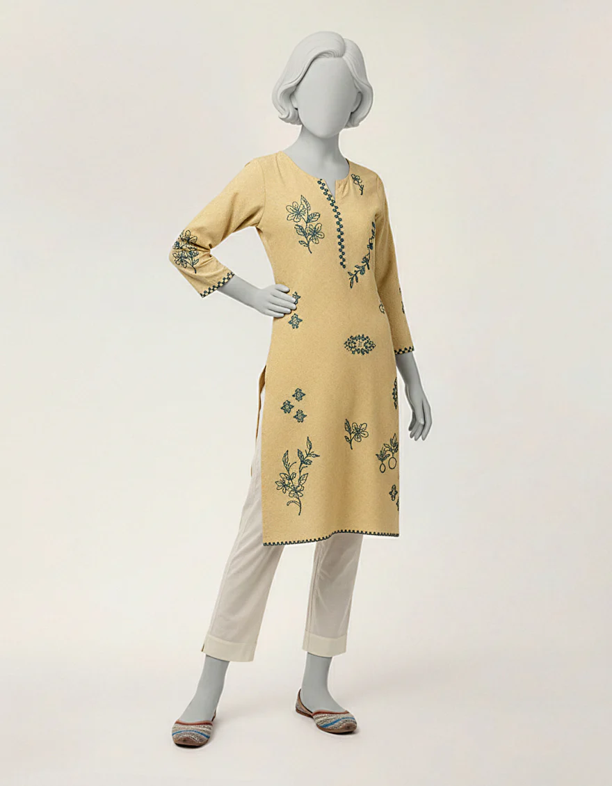 BEIGE TEXTURED KURTI | JYGK-S-JTS-26-4142 FB/MINIMAL-2 - Image 2
